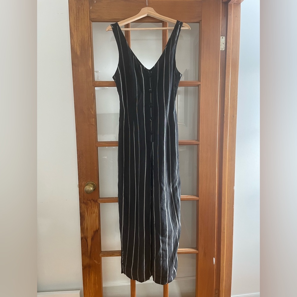 Linen pinstripe jumpsuit